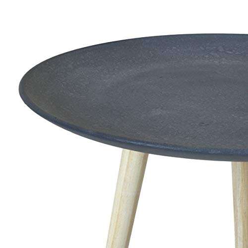 Charles Bentley Round Concrete Effect Side Table in Grey with 3 Pine Wooden Legs Scandi Style - £14.99 - Sold by Charles Bentley on Amazon
