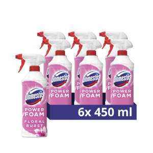 6 x Domestos Power Foam Floral Burst Toilet & Bathroom Cleaner Spray 450ml , multipurpose - apply voucher (£10.98/£9.63 with max S&S)