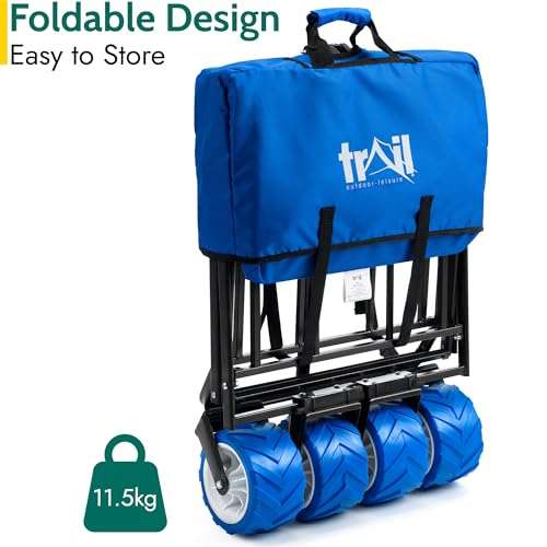 Folding Beach Trolley Cart/Camping Festival Wagon with wide wheels Sold by TII Brands, Devon UK