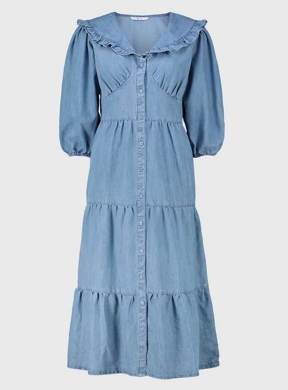 Denim Tiered Midi Dress Sizes 8, 10, 12 - £8.40 with free click & collect @ Sainsbury's Tu Clothing
