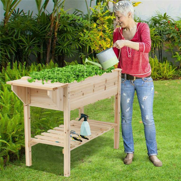 Wood Garden Planter Raised Grow Box Stand with Storage Shelf £35.95 Delivered (UK Mainland) @ mastertradehouse ebay