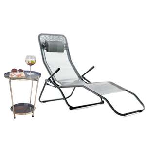 Folding Recliner Sun Lounger and Metal Side Table £34.98 Click and Collect /£4.95 del, using code or Lounger £29.94 delivered @ Robert Dyas