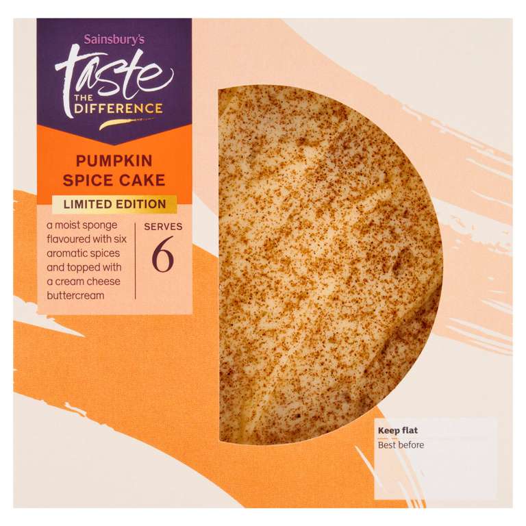 Sainsbury's Taste The Difference Cakes (Pumpkin Spice / Red Velvet / Chocolate / Victoria Sponge / Lemon / Carrot / Coffee) (Nectar Price)
