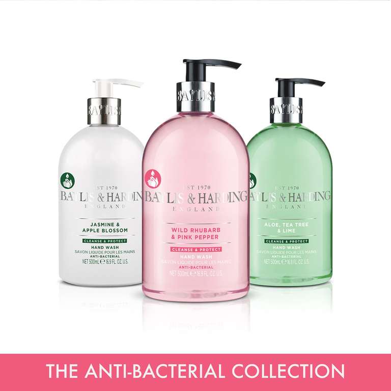 Baylis & Harding Jasmine & Apple Blossom Anti-Bacterial Hand Wash, 500ml (Pack of 3) (£4.70/£3.95 on S&S + 15% off 1st S&S)