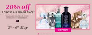 20% Off All Fragrances (Online & Instore) Members Price E.g. CKIN2U EDT Him/Her 150ml £18.40, Ghost The Fragrance EDT 150ml £25.60