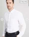 Men’s White Regular Fit or slim fit below Easy Iron Long Sleeve Shirts 5 Pack - £19 + Free Click & Collect @ TU Clothing
