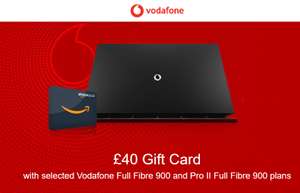 Vodafone 910Mb broadband + £40 Gift voucher + £56 TCB - £29pm/24m (£25pm effective / £22pm for existing mobile customer)