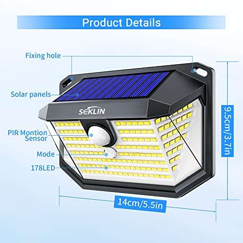 (4 Pack) Solar Security Motion Sensor Lights Super Bright 178 LED IP65 3 Modes £19.49 (With Voucher) Sold by CHENYIHONG LTD FB Amazon
