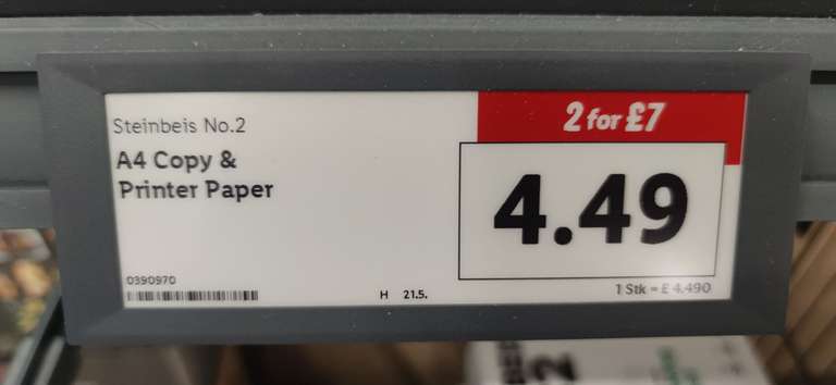 2 x 500 sheets of Steinbeis No. 2 A4 printer paper for £7 at Lidl Dorchester