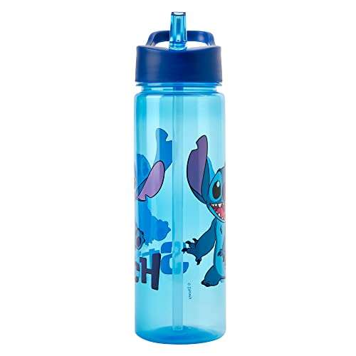 Stitch Flip Top Drink Bottle with Straw