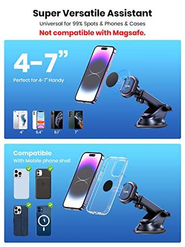 TOPK Magnetic Car Phone Holder for Windshield and Dashboard,[Strong Suction] Adjustable Long Arm - £7.99 with Voucher @ Amazon / TopKDirect