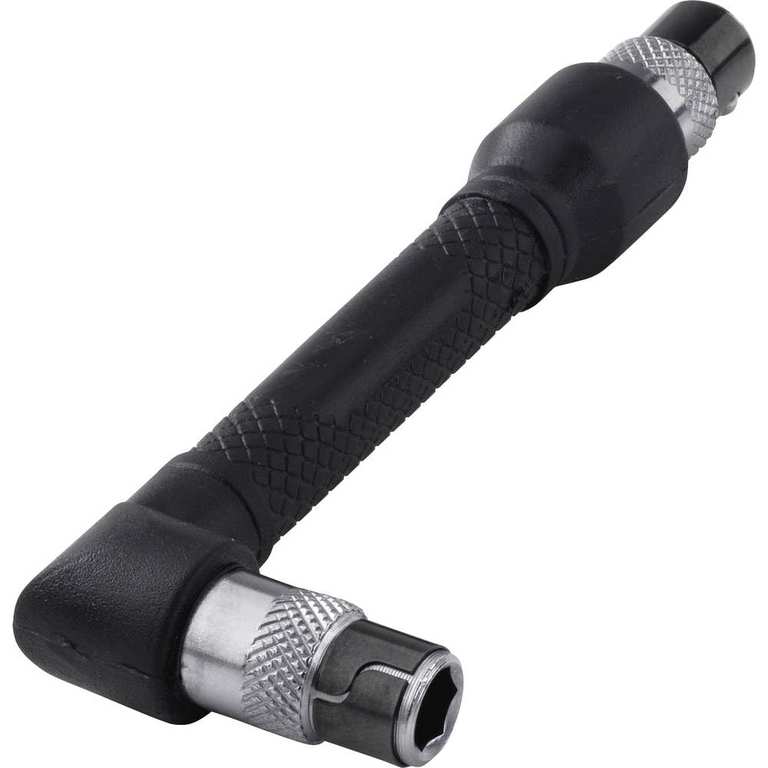 wolfcraft Angled Hand Screwdriver with 2 Bit Sockets I 1573000 I for Working in Hard-to-Reach Places and in Tight Spaces