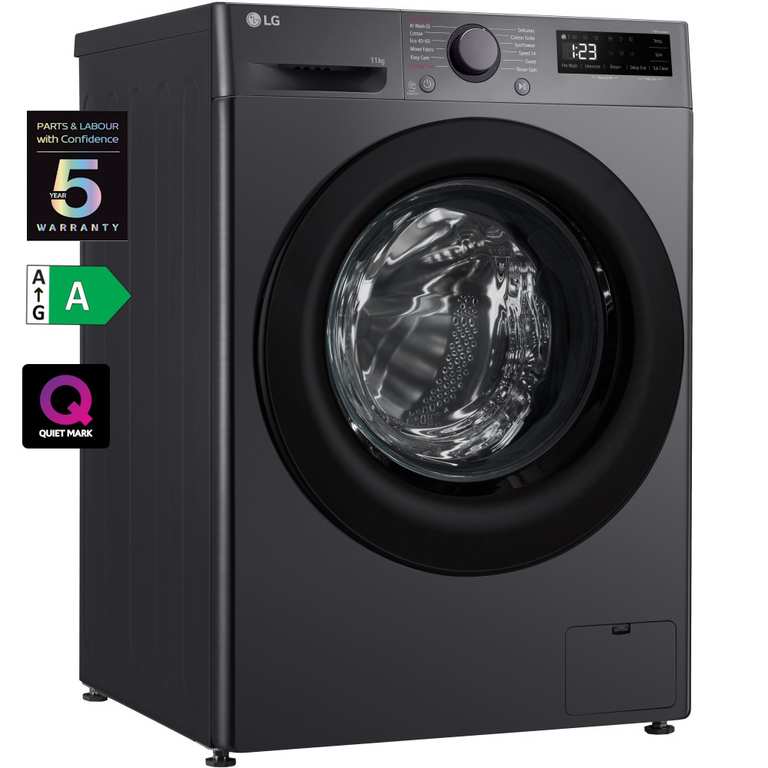 LG 11Kg AI Direct Drive 1400rpm Steam Washing Machine, Grey + 5 Yr Warranty - W/LG Membership Signup + LG Referral Code - £349.40 W/Trade-Up