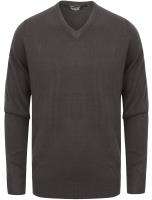 Mens Silvo Soft Stretch V Neck Jumper in Grey with Code