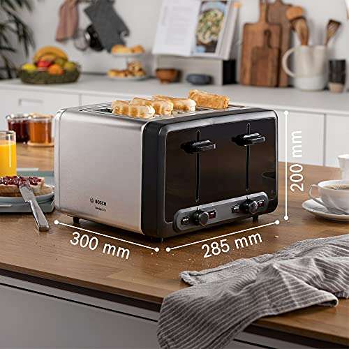 Bosch DesignLine Plus TAT4P440GB 4 Slot Stainless Steel Toaster with variable controls - Stainless Steel £29.99 @ Amazon