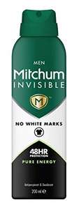 Mitchum Invisible Men 48HR Protection Aerosol Deodorant & Anti-Perspirant Pure Energy 200ml With Voucher (£1.69/£1.54 Subscribe & Save)