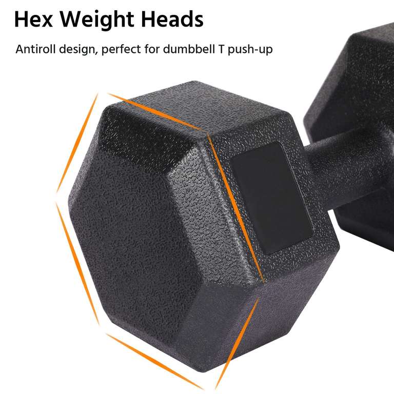 Yaheetech 2x10kg (Sold in Pair) Dumbbells Set Arm Hand Weight Dumbbell Hexagon Dumbbell - Sold by Yaheetech UK