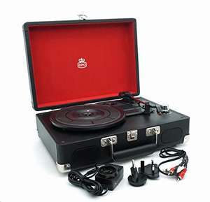 GPO Soho Retro Briefcase Style 3 Speed Turntable- Black & Silver - £59.99 @ Amazon