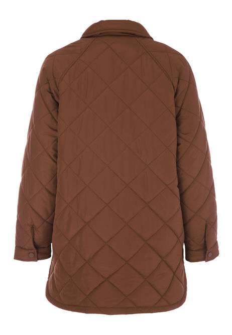 Womens Dark Tan Quilted Jacket