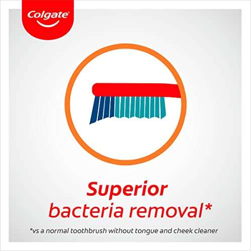 Pack of 3 Colgate Extra Clean Medium Toothbrush (Assorted) with a Cleaning Tip that Reaches and Cleans Back Teeth