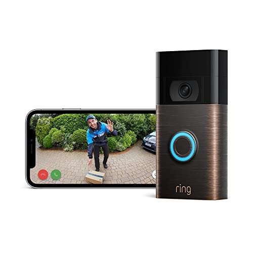 Ring Video Doorbell (2nd Gen) by Amazon | Wireless Video Doorbell Security Camera with 1080p HD Video, Wifi, battery-powered,Venetian Bronze