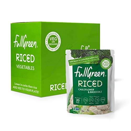 Fullgreen Riced Cauliflower & Broccoli, 100% Veg, shelf-stable, no preservatives, vegan, keto & 87% lower-carbs than rice 6x200g - £5.70 S&S