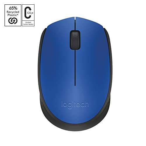 Logitech M171 Wireless Mouse for PC, Mac, Laptop, 2.4 GHz with USB Mini Receiver, Optical Tracking, 12-Months Battery Life, - Blue