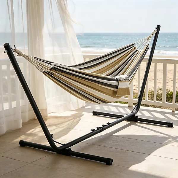 Yaheetech Desert Stripe Hammock Bed with Adjustable Steel Stand, Travel Bag sold & shipped by MONUMART LIMITED