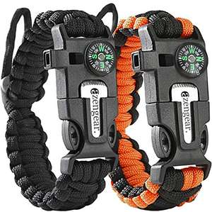 Survival Bracelet X2 Fire Starter/Whistle/Compass /Saw/Rescue Rope Delivered £7.95 (+ £4.49 Non prime) Sold byaZengear Fulfilled By Amazon