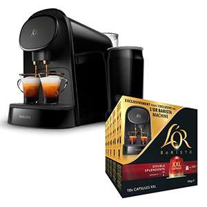 L'OR BARISTA Coffee Machine & Milk Frother by Philips with L'OR Double Splendente XXL 5X10 PC, Double Shot, Aluminium Coffee Capsules