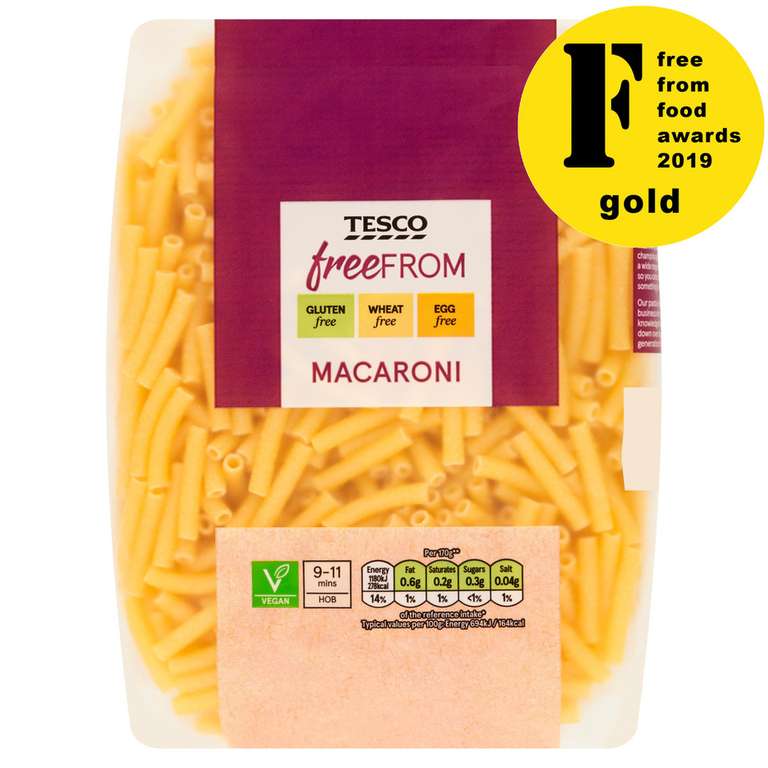 Tesco Free From Pasta Macaroni 500g 75p at Tesco