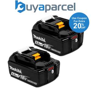 2 X Makita BL1850 18V 5.0Ah Li-Ion LXT Battery 5AH (with code) - sold by buyaparcel-store