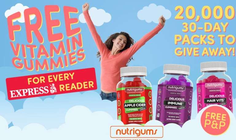 Free NutriGums Vitamin Gummies - 20,000 codes via email registration @ Daily Express