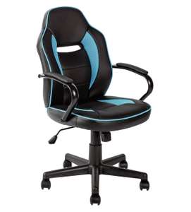 Argos Home Faux Leather Mid Back Gaming Chair - Blue & Black Free C&C At Selected Stores