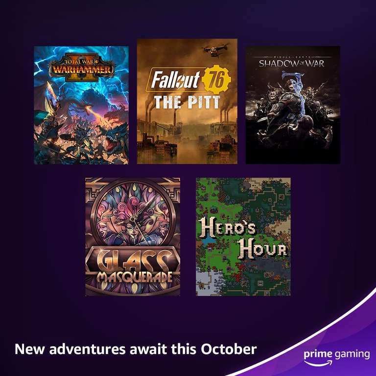 [PC] Fallout 76, Middle-earth: Shadow of War, Total War Warhammer II, LOOM, Horace & more - Free @ Amazon Prime Gaming