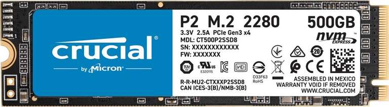 Crucial P2 500GB M.2 SSD NVMe PCIe Solid State Drive - £44.99 @ AWD-IT