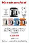 Kitchen Aid 4.8L Artisan Stand Mixer (Colours may vary)