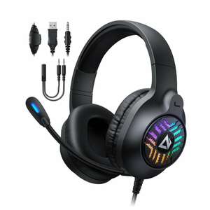 Aukey GH-X1 RGB Over-Ear Noise Cancelling Gaming Headset USB Black PC/Console