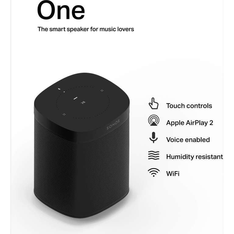 Sonos One (2nd Gen) Multi Room Speaker with Amazon Alexa & Google Assistant - White / Black - £153 Delivered UK Mainland @ AO