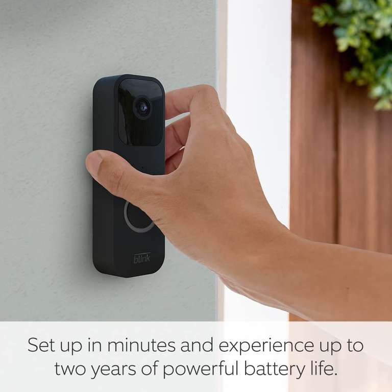 Blink Video Doorbell, Black + Sync Module, Works with Alexa + Echo Pop
