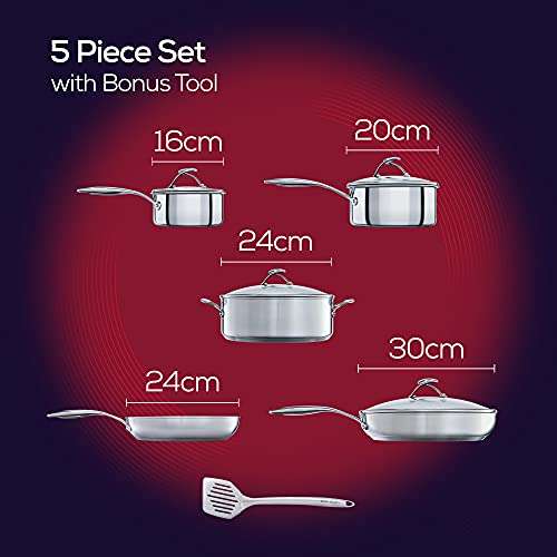 Circulon Stainless Steel Saucepan with Lid and SteelShield Hybrid Stainless  Nonstick, 4-Quart