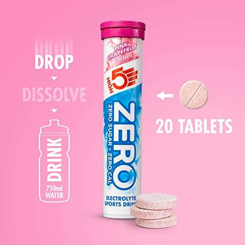 HIGH5 ZERO Electrolyte Hydration Rehydration Tablets Added Vitamin C (Pink Grapefruit, 8x20 Tablets) £22.64 £20.38 Subscribe & Save @ Amazon