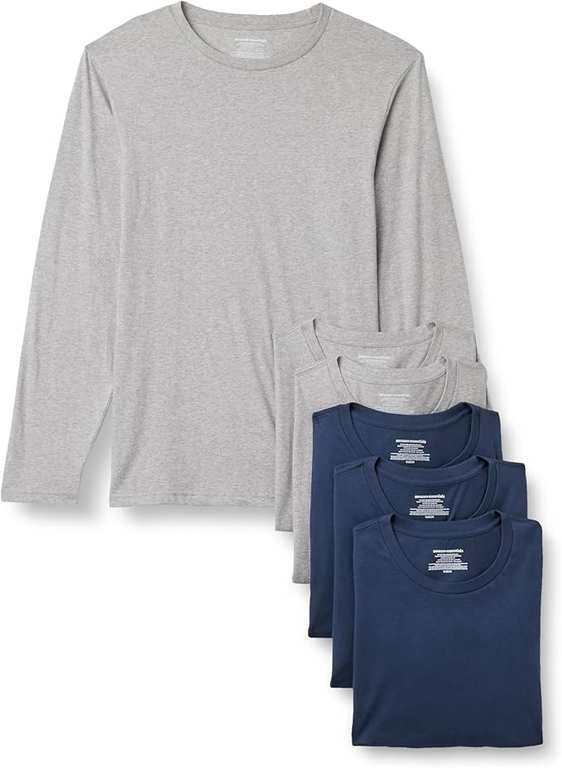 Amazon Essentials Men's Vests - Slim-Fit Cotton Crew Neck, Short and Long Sleeve Pack of 6 XL (£6.16 / £6.89 S&S) Extra 10% off if buying 4