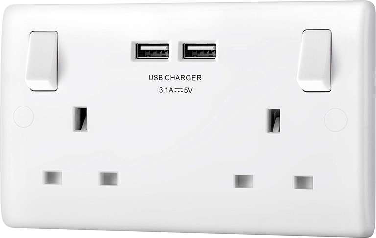 BG Electrical 822U3 Double Switched, 15.5 W Round Edge, White - £5 @ Amazon