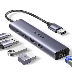 UGREEN 5-in-1 USB Hub with a USB 3.0 Ethernet Adapter Driver Free, 3 USB 3.0 Port, Type C Sold by UGREEN GROUP LIMITED UK FBA