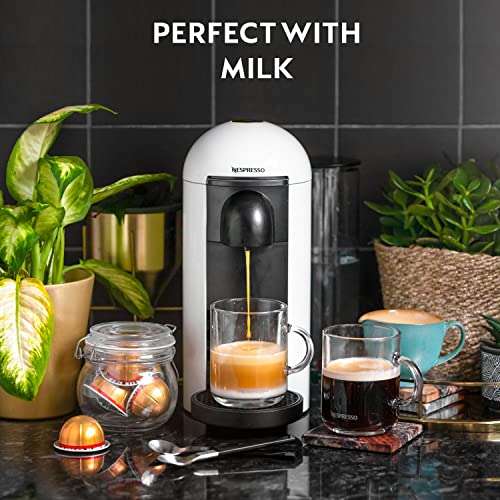 Nespresso Vertuo Plus Automatic Pod Coffee Machine for Americano, Decaf, Espresso by Krups in White [Amazon Exclusive]