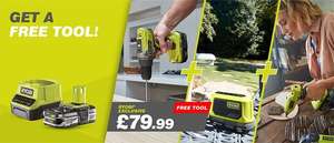 18V ONE+ 1.5Ah Lithium+ Battery and 2.0A Charger Kit + Free Tool (Drill, glue gun or speaker) £79.99 @ Ryobi UK