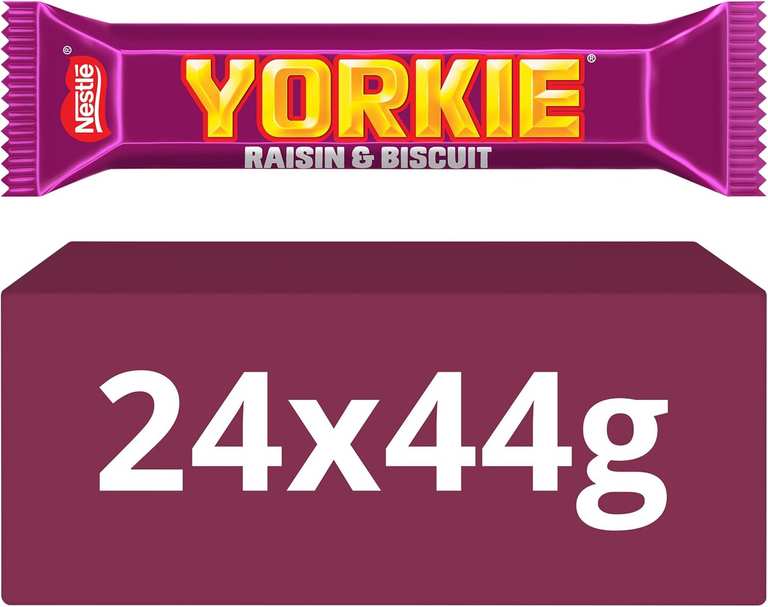 Yorkie Raisin & Biscuit Chocolate Bar - Chunky & Substantial, 44g | Multipack of 24 - Discount at Checkout