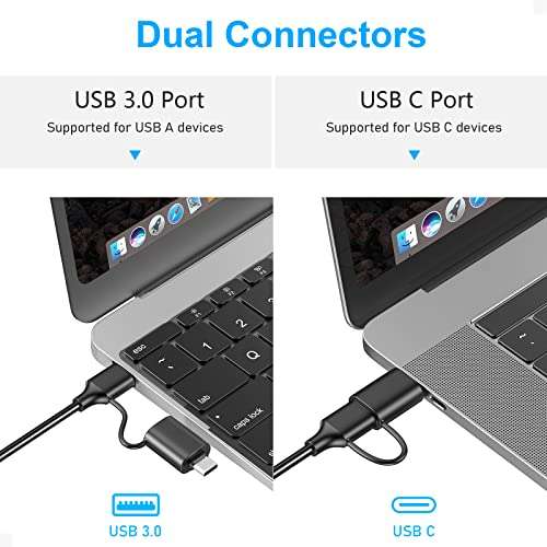 Beikell 4 in 1 Dual Connector USB C & USB 3.0 Card Reader Adapter - Sold by Accer Trading Ltd / FBA