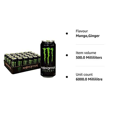 Monster Energy Drink Original Green 500ml x 12 Can - £13.50 @ Amazon